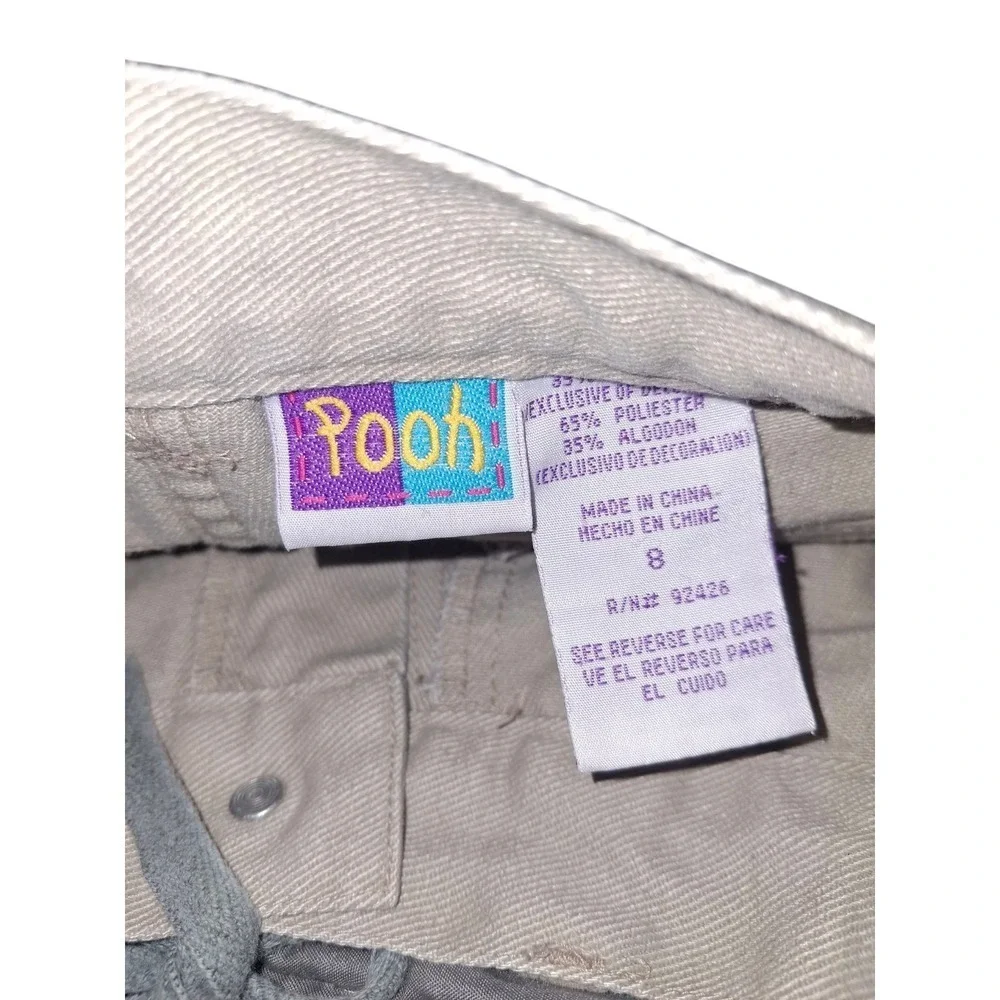Vintage 90's Winnie The Pooh Striped Khakis Girls Size 8 Wide Leg Rare